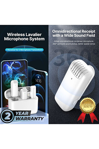 AdyMel Professional Lavalier for iPhone (Lightning) — 2 Wireless Microphones with Charging Case, W