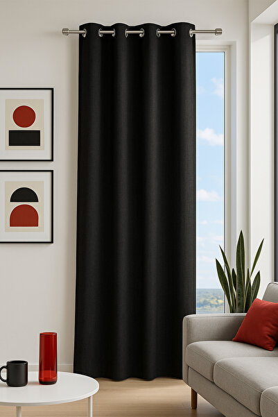 Premier Home Osaka Ring Background Curtain Black 140X260