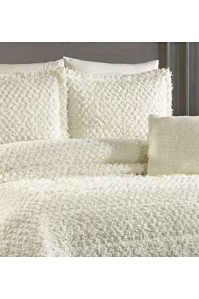 baladı home ev tekstil home collection Double Pompom Bedspread with Lace (Set of 4 Pieces) Bedspread and 2 Pillowcases Pique