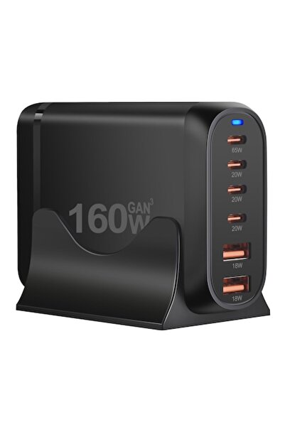 AdyMel Incarcator fast charge, statie de incarcare 160 W cu 6 porturi (4x USB...