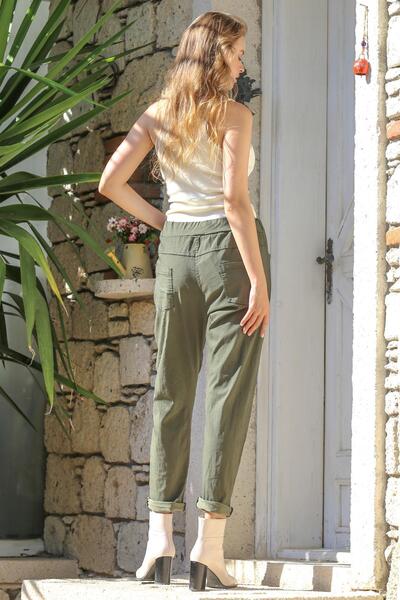 della moor Women's Khaki Italian Straight Trousers