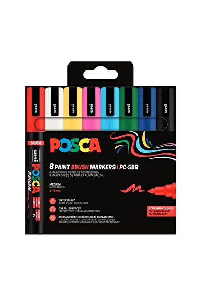 POSCA Σετ 8 μαρκαδόρων με μύτη πινέλου PC-5BR