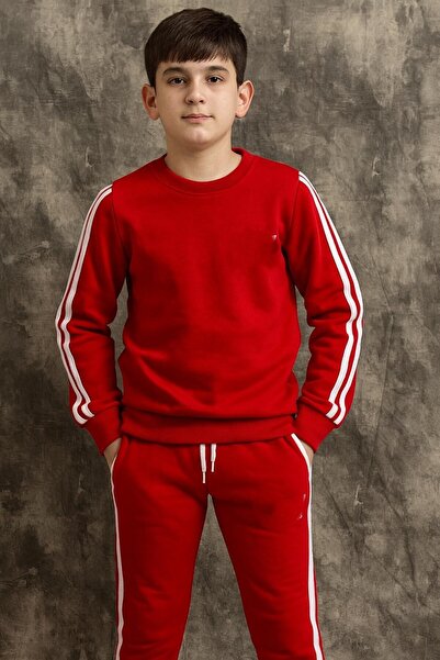ESKİŞEHİR YUMURCAK Three-Thread Tracksuit with Fleece Lining and Side Stripes