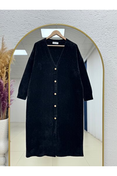 BENAHOLL Alivia Metal Button Long Beard Cardigan-Kr5032 Black