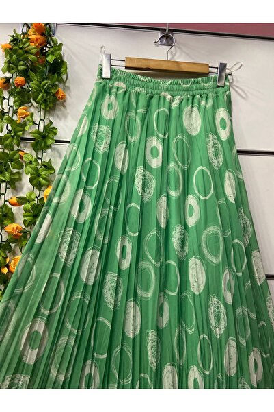 edu collection Patterned Chiffon Bohe Bell Skirt with Lining