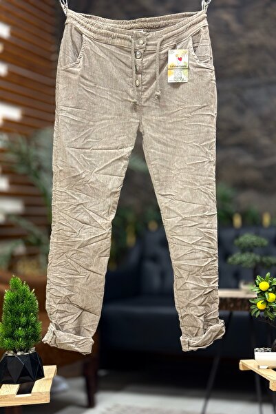 sahnemoda Metal buttoned laced imported velvet trousers