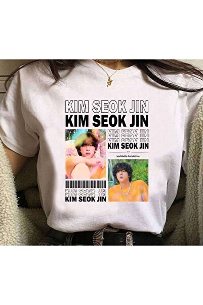 barsdepo Tricou imprimat KIM SEOK JIN, Tricou oversize unisex pentru copii / ...
