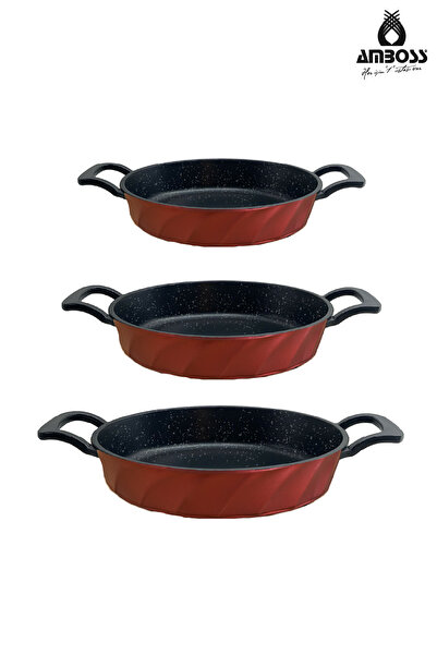 Amboss Vento 3 Piece Cast Iron Sauna Omelette Set (Red)