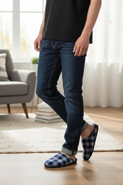 GEZER Unisex Plaid Non-Slip Silent Soft Sole Home Slippers