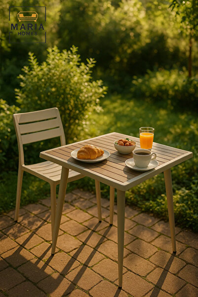 MARIA HOMES طاولة خارجية مربعة عصرية | أثاث للحديقة، الفناء، المقهى، الشرفة، غرفة الطعام ٨٠×٨٠×٧٥