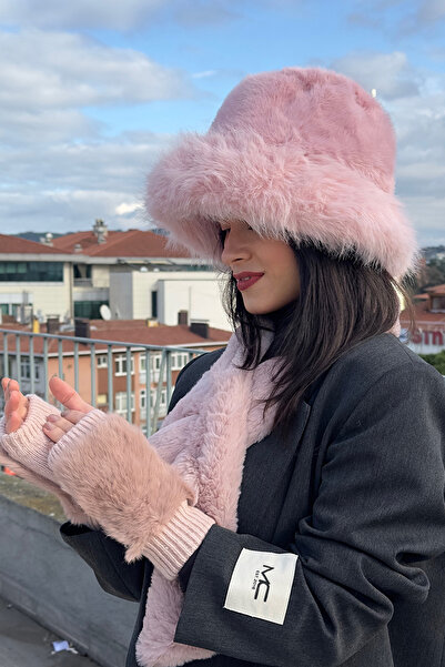 Mollycrush Women's Plush Fur Winter Hat Neck Warmer Gloves Set – 3-Piece Soft Set