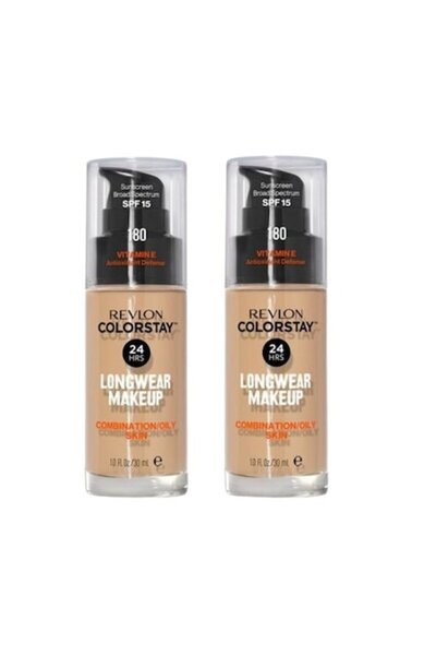 Revlon Pack 2x ColorStay Foundation for Oily/Combination Skin 180 Sand Beige, 30 ml