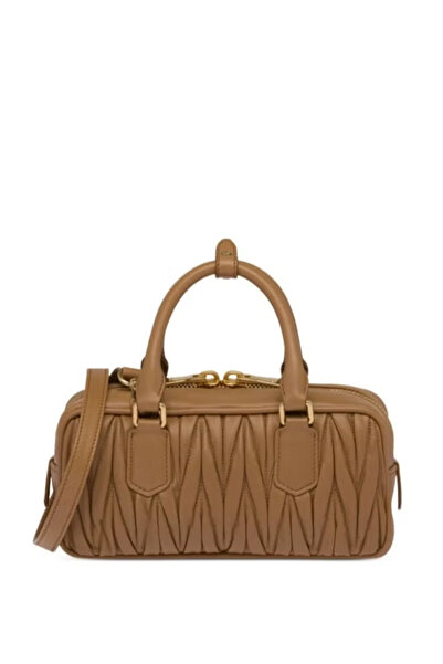 MIUI MIU Small Arcadie Top Handle Bag in Matelassé Nappa Leather Crossbody Shoulder Zip Closure