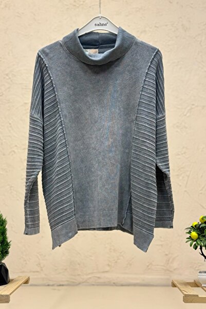 sahnemoda Degaje Cotton Sweater with Self-Printed Sides