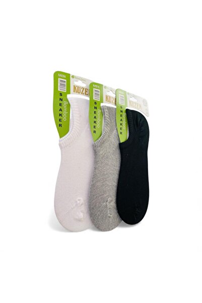 Miyakidsworld Men-Women Sneaker Socks Bamboo Stitch-Free 3-Pack-Flexible-Breathable (Grey-White-Black Color)