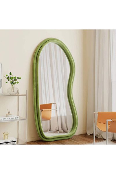 Muummirror 190 cm Kadife Kumaş Çerçeveli Dekoratif Duvar Boy Aynası - Konsol ...