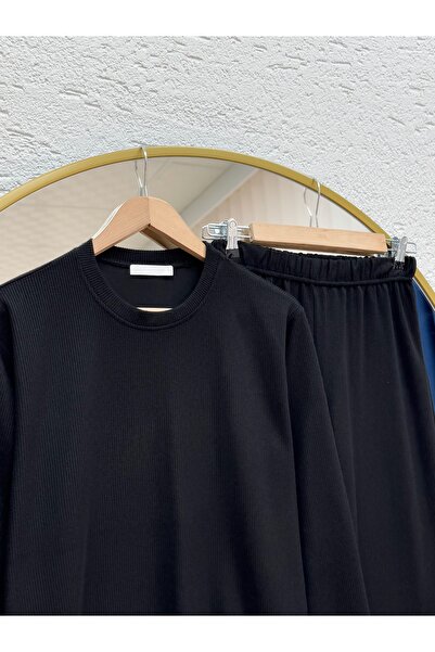 MİHRA STORE Bahara Düz Corded Fabric Trouser Suit-As490 Black