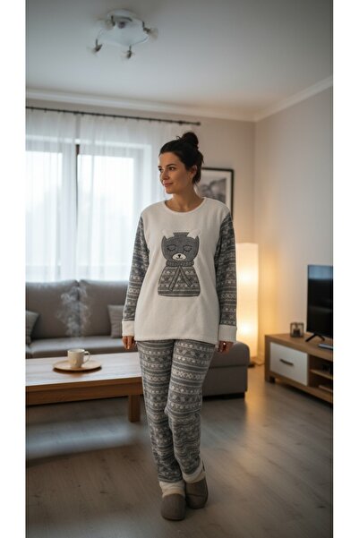 gigigiyim Teddy Bear Printed Women's Fleece Pajama Set
