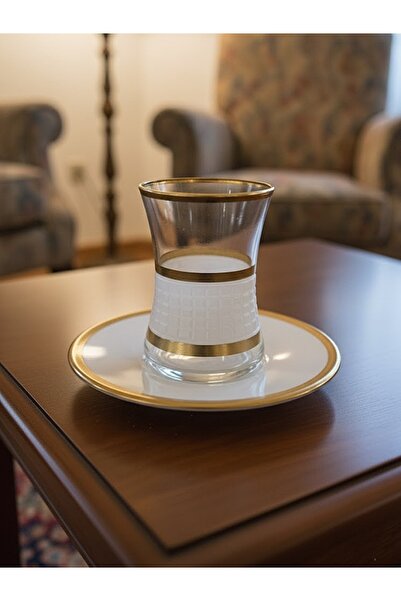 DECOSTYLE Square White Duru Cut Decor Tea Set - 6 Person 12 Pieces