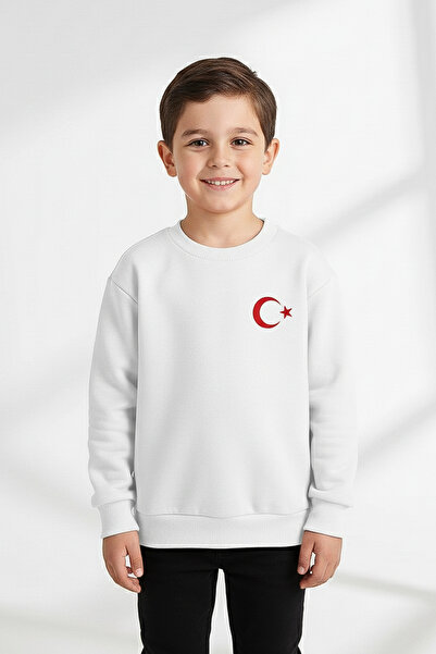 kinderos Sweatshirt Gros pentru Copii cu Imprimare Steag Turcesc - 26K 1627
