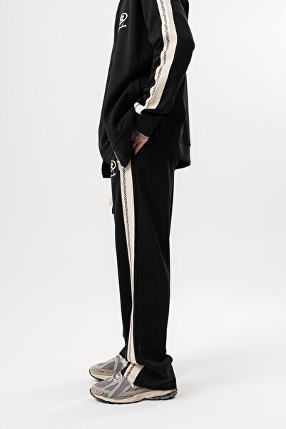 Respire Ανδρικό FFB παντελόνι φόρμας με ρίγες winter doubleface baggy μαύρο