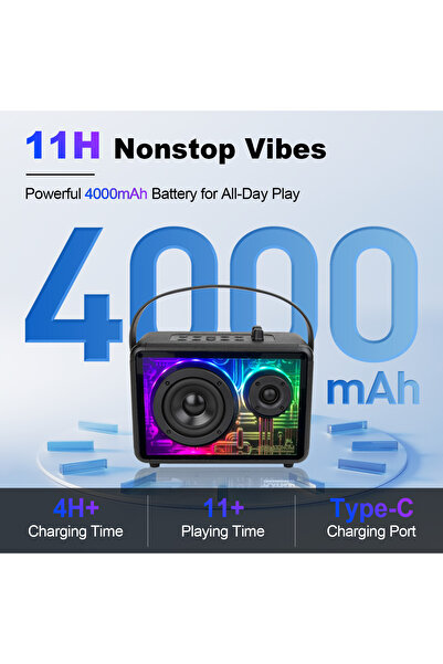 PLATINUM KARAOKE Apollo pro portable Karaoke speaker with 2 rechargeable wireless mic for adults and kids - Black