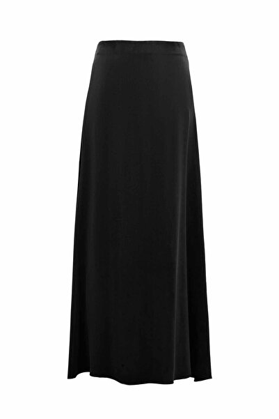 MISS DALIDA Düz Kesim Siyah Cupro Etek