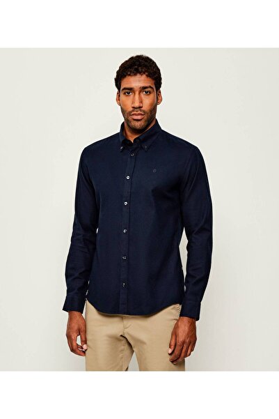 BOSS Men's Slim Fit 100% Cotton Long Sleeve Navy Blue Shirt 50550583-404