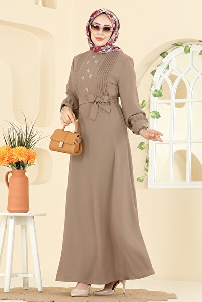 ModaMerve Pilise Detaylı Krep Elbise 309ASN888-MS Vizyon