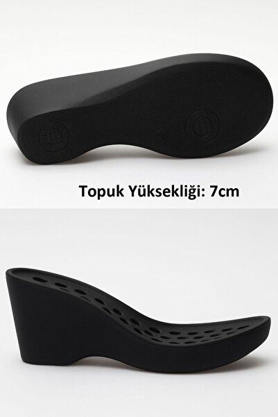 Sabo Medikal Navy Blue Perforated Wedge Heeled Women's Sabo Orthopedic Nurse Doctor Cook Daily Slippers