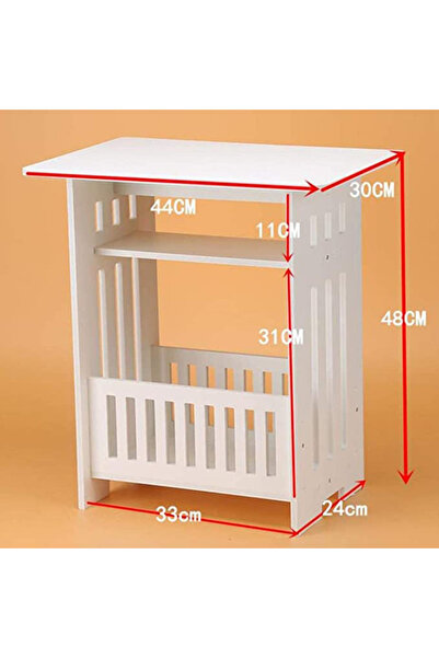 genric OneDcor Modern White Bedside Table - Small Nightstand with 2 Open Shelves, Engineered Wood, 30D x 44