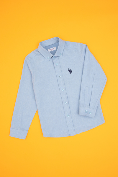 U.S. Polo Assn. Boy's Light Blue Long Sleeve Basic Shirt 50316769-Vr003