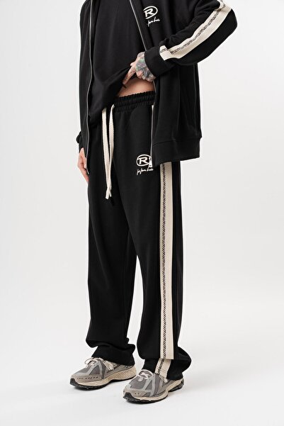 Respire Ανδρικό FFB παντελόνι φόρμας με ρίγες winter doubleface baggy μαύρο