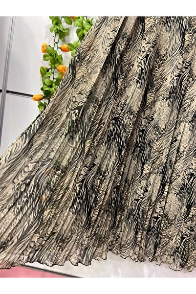 edu collection Patterned Chiffon Bohe Bell Skirt with Lining