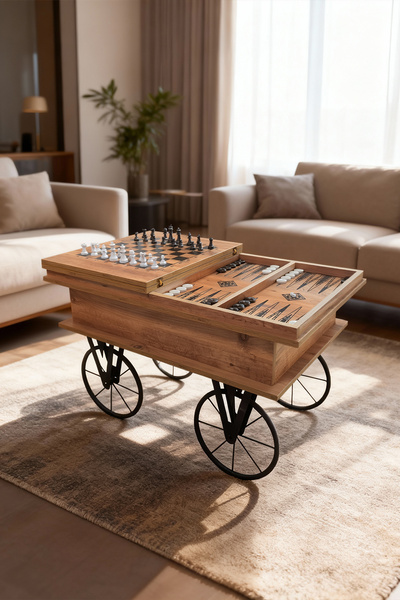 Hediyeler Kapında Akıllı Çok Fonksiyonlu Satranç ve tavla Orta Sehpası