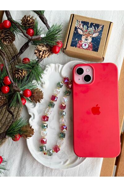 PEONY peonyofficiall Christmas Phone Charm Red Green White Janjanlı Cube Phone Lanyard Bag Ornament