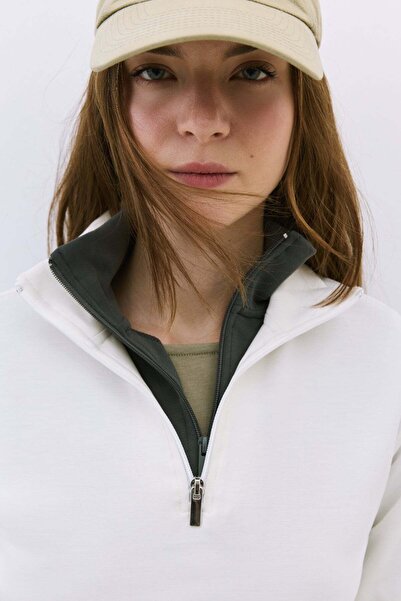 No Matter What Weiches, strukturiertes Sweatshirt mit halbem Reißverschluss