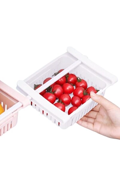 FONIX Organizator extensibil pentru frigider, glisant reglabil, ventilat, 19,5 × 16 × 8 cm, alb