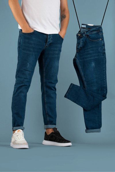 bombe Men's Slim Fit Lycra Nails Jeans Trousers Smoked