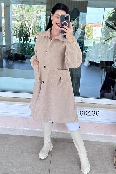 İnce Topuk Buttoned Cashmere Coat 6K136