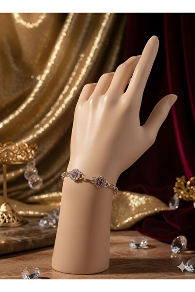 Shiklik Silver Color Stone Floral Model Women's Bracelet