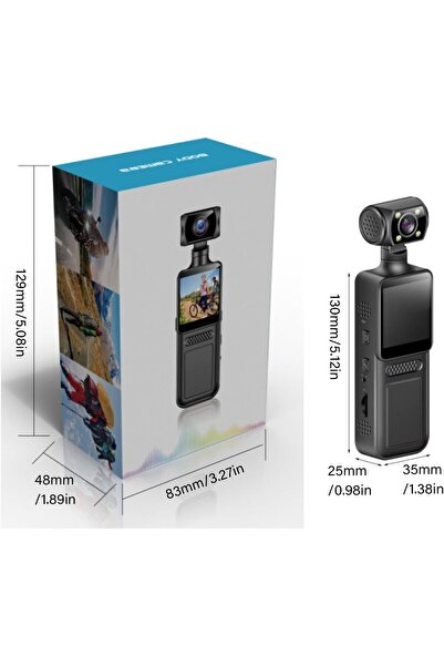 HYX Wearable 4K Body Camcorder, Compact 180° Rotating Lens, Portable Cycling Travel Sport Recorder