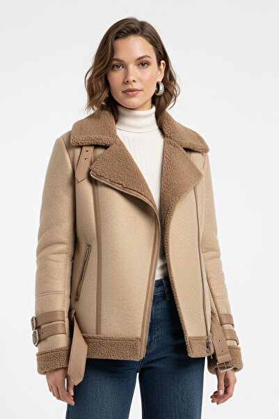 Deriderim Violet Genuine Lambskin Leather Zippered Biker Women's Jacket