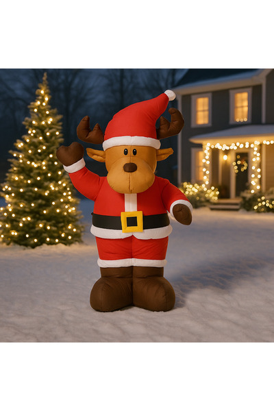 SERSIMO Ren gonflabil pentru exterior, iluminare LED, 135 cm, cu compresor integrat, iluminare albă