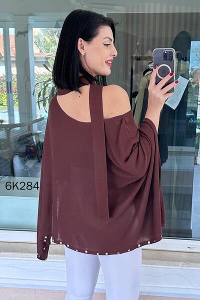 İnce Topuk Scarf Knitwear Poncho 6K284