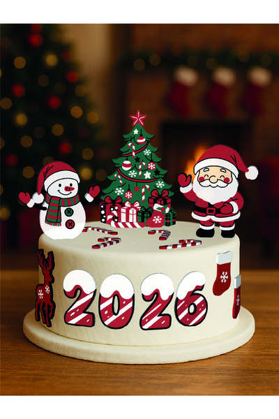 EvimBura 3D Yılbaşı Figür Ve Pasta Süsü Seti