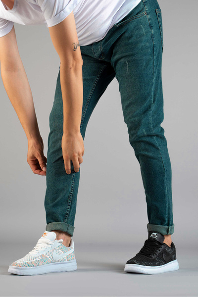 bombe Men's Slim Fit Lycra Nails Jeans Trousers Smoked