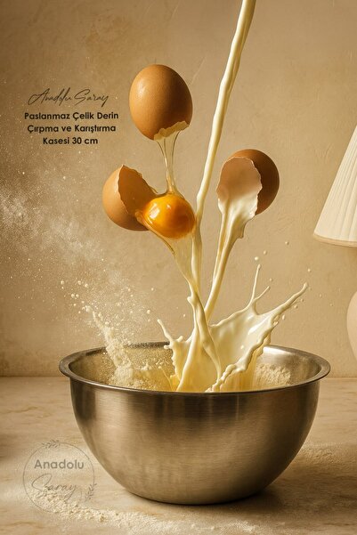 Anadolu Saray Stainless Steel Deep Whisking and Mixing Bowl 30 cm – Kitchen Mixing Bowl