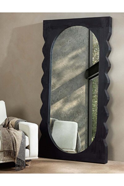 Muummirror 200x100 cm Doğal Ağaç Boy Aynası - El İşçiliği Siyah Boy Aynası