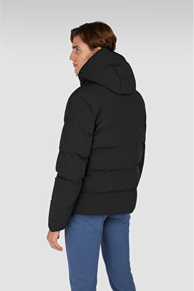 PAUL&SHARK Men's Regular Fit Quilted Patterned down Filled Hooded Black Jacket 15312007-011